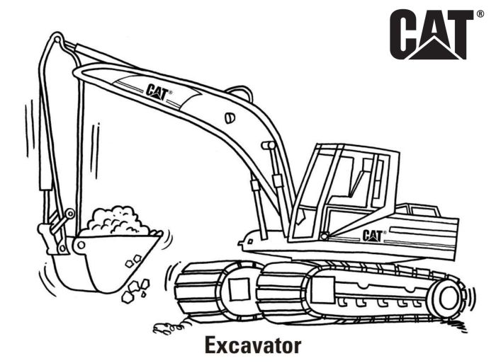 Excavator coloring page