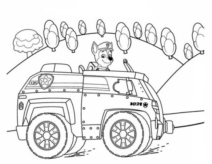 Chase paw patrol coloring pages