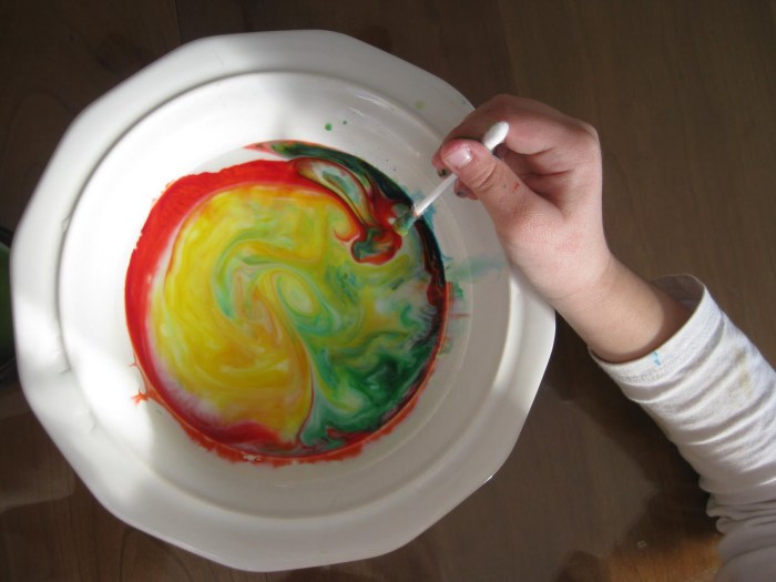 Milk food coloring experiment soap color science dish project