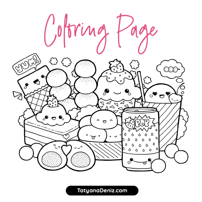 Kawaii foods coloring pages