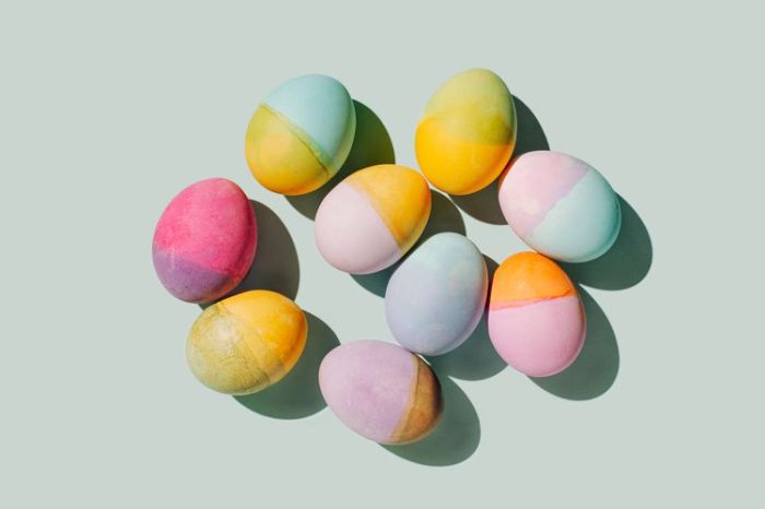 Dye easter eggs with gel food coloring