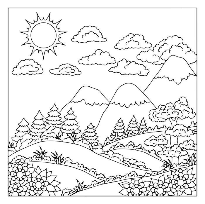 Color mountain coloring pages