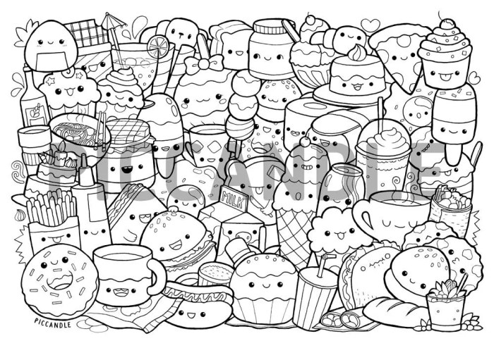 Kawaii foods coloring pages