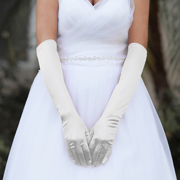 Satin wedding dress with gloves