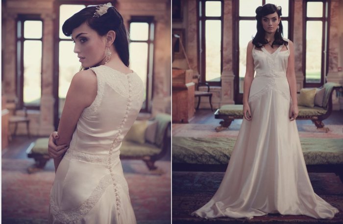 Silk and lace wedding dress