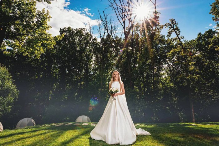 Satin open back wedding dress