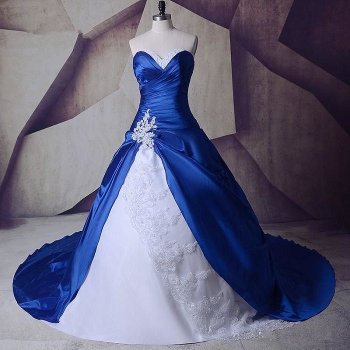 Princess royal blue wedding dress