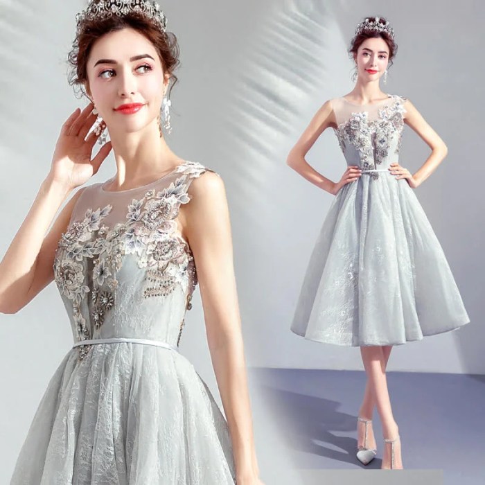 Silver cocktail dress for wedding